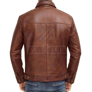 Premium Quality Men's <b>Leather</b> Winter <b>Jacket</b> with Stand Collar Front Logo Soft Lining Windproof & Breathable for <b>Long</b> Lasting Use - Product Image 2