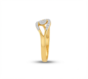 Anillo de diamantes plateado romántico estilo East West con diseño de tallo dividido y pavé para mujer, ideal como regalo y para fiestas. - Product Image 1