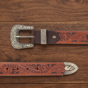Hot Sale Wholesale Retro Style Cowhide Hand Carved Floral Embossed Top Grain Western <b>Leather</b> Tooling <b>Belt</b> for Unisex - Product Image 3
