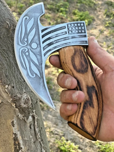 Couteau à pizza de qualité supérieure LEGACY BLADES, forgé à la main en acier au carbone, lame gravée, manche en bois durable antidérapant - Product Image 4