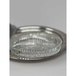 Mid Century Aluminum Silver Metal Butter Dish Pressed Daisies Glass Insert - Product Image 4