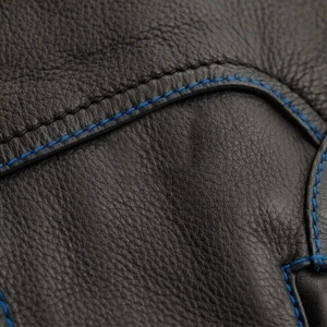<b>Mens</b> Genuine <b>Leather</b> Motorcycle Biker <b>Vest</b> with Blue Paisley Lining Adjustable Side Straps Utility Pockets and Custom OEM Design - Product Image 4