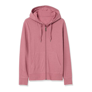 เสื้อฮู้ดสีชมพูแบบซิป ทรงปกติ สวมใส่สบายๆ สำหรับฤดูใบไม้ร่วง ผ้าฝ้าย 100% เฟรนช์เทอร์รี่ สีพื้น ผ้าถัก - Product Image 3
