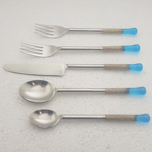 Bohemian <b>Flatware</b> <b>Set</b> With Agate Handles Dishwasher Safe Wedding Cutlery 5 Piece <b>Set</b> - Product Image 3