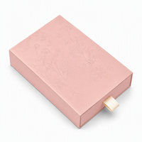 Boîte à bijoux de luxe personnalisée, rose blush, motif floral en relief, carton rigide, emballage cadeau, vente en gros, usine