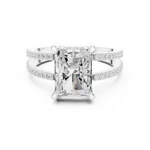 Anillo de Compromiso con Halo Oculto de Diamante Cultivado en Laboratorio de Corte Radiante de 3 Quilates, Oro Sólido de 18K, Certificado IGI, Color E, Anillo de Novia para Mujer - Product Image 5