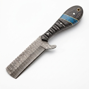 Couteau de boucher en acier Damas rainuré avec manche en bois Pakka noir, lame fixe, pour la chasse, l'EDC, le camping et les activités de plein air – Fabricant - Product Image 5