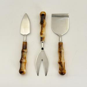 Juego de Queso Plateado Mate con Mango de Resina, Diseño Real, Juego de Cubiertos para Mesa de Comedor, Cuchillos para Queso, Rebanador de Queso de Acero Inoxidable - Product Image 4