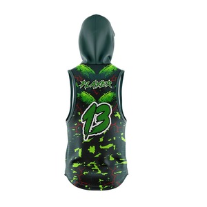 Maillot de basket-ball personnalisé imprimé par sublimation, joueur n°13, vert et noir, unisexe, adulte, respirant, en polyester, haut de sport - Product Image 3