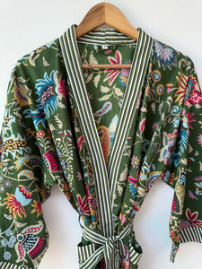 Bata Kimono de Algodón Suave con Estampado de Dibujos Animados para Mujer, Hecha a Mano, ODM, Cuello en V, Cintura Elástica, Largo Completo, Ideal para Verano - Product Image 3