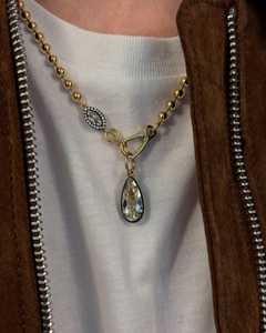 Colliers personnalisés avec pendentif en diamants marquise, en or massif 14K, 18K véritable, avec chaîne à billes superposée, vente en gros B2B directe usine - Product Image 2
