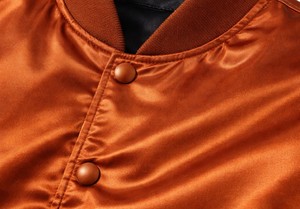 <b>Men</b> Satin Varsity <b>Jacket</b> <b>Casual</b> Baseball Style Full Zip Outerwear Smooth Fabric Ribbed Trim Fashion Streetwear <b>Jacket</b> Custom - Product Image 4