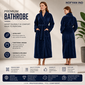 Peignoirs et pyjamas personnalisés en coton 100% teint en fil pour homme et femme, en tissu éponge de haute qualité, pour hôtel et spa - Product Image 1