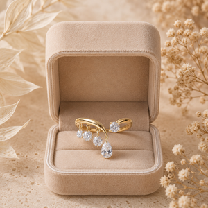 แหวนทองคำขาว 14K หรูหราแบบขายส่ง แหวนเพชรโมอิสซาไนต์แบบเปิด แหวนเพชรแบบสั่งทำได้ รับผลิตแบบ OEM ODM - Product Image 4
