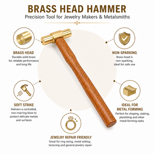Marteau à bijoux en laiton de haute qualité avec manche en bois pour orfèvres et artisanat de marquage métallique, moulage de bijoux - Product Image 4
