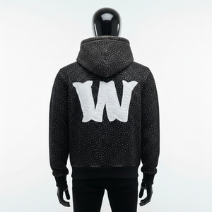 เสื้อฮู้ดดี้สตรีทแวร์ทรงโอเวอร์ไซส์ผ้าคอตตอนหนานุ่ม ตกแต่งด้วยคริสตัล แต่งลายปัก ล้างสีแบบแอซิดวอช - Product Image 2