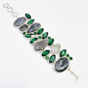 925 Sterling Silver Bracelet, Moss Agate Genuine Gemstone Beautiful Bracelet, Women Fashion Silver Gemstone Jewelry Exporter - Product Image 3