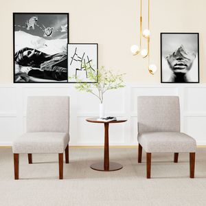 Set di 2 Sedie Decorative in Tessuto per Toeletta, Poltroncine in Legno per Camera da Letto, Ufficio, Angolo o Salotto - Product Image 1