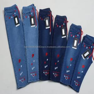 Jeans évasés décontractés pour filles, taille élastique, avec poches, en denim du Bangladesh, en stock, vente en gros - Product Image 2