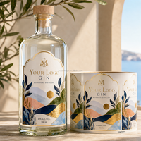 Étiquettes personnalisées pour gin, impression dorée métallisée, autocollants résistants à l'humidité pour bouteilles d'alcool, étiquettes d'emballage en papier texturé pour bouteilles de vin