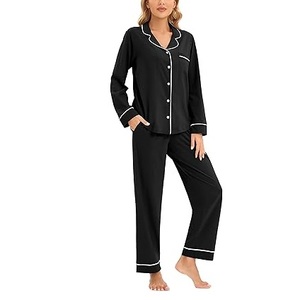 Conjunto de Pijama de Algodón 100% para Mujer, Camiseta de Manga Larga y Pantalones Anchos, Ropa de Dormir Suave y Transpirable para el Hogar - Product Image 3