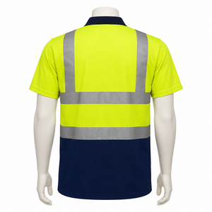 High Visibility Reflective Safety Polo Shirt <b>Men</b> Workwear Breathable Quick Dry Hi Vis Contrast Color Industrial <b>Work</b> Uniforms - Product Image 6