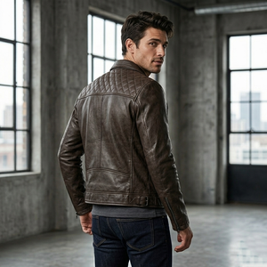 <b>Men's</b> Casual Slim Fit PU Leather <b>Jacket</b> Autumn Anti-Wind Motorcycle Coat with Lapel Fashionable <b>Jacket</b> for <b>Men</b> - Product Image 4