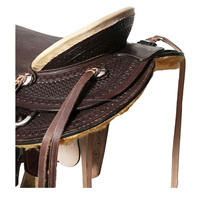 Selle d'élevage en cuir véritable sculptée à la main avec siège chaud Selle Western Roping usinée Livrée avec Tack Set Barrel Saddle