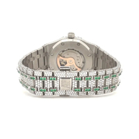Montre mécanique personnalisée en acier inoxydable avec bracelet de 20 mm, entièrement sertie de moissanite et de saphir, style antique