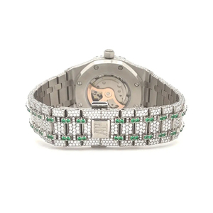Reloj con Cristales de Zafiro y Diamantes de Moissanita, Correa de Acero Inoxidable de 20 mm, Mecanismo Personalizado, Totalmente Decorado con Cristales, Estilo Deportivo - Product Image 3