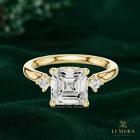 Bague pour femme tendance, trois pierres, diamant de laboratoire, or massif, bijoux en diamant personnalisés, accessoire de mariée délicat