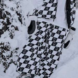Pantalon de ski imperméable de haute qualité à motif damier Smiley Face, respirant, coupe-vent, isolé, pantalon de snowboard ample unisexe pour l'hiver - Product Image 3