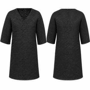 Handmade <b>Chainmail</b> <b>Shirt</b> Mild Steel Armor 09mm Flat Riveted Ring Half Sleeve Medieval Knight Reenactment Costume for Adult - Product Image 6