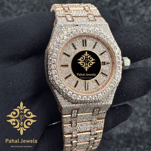 Montre Pahal Jewels de luxe en acier inoxydable avec mouvement mécanique, cadran analogique rond de 40 mm, verre saphir, fermoir pliant unisexe - Product Image 5