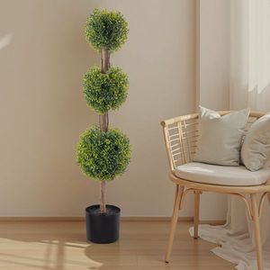 2pcs Green 115cm PVC Artificial Tree Boxwood Three-Ball Design - Product Image 1