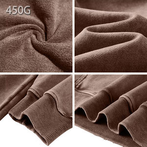 Sweat à capuche pour homme en coton épais, délavé à l'acide, effet soleil délavé, délavé à la pierre, vieilli, avec impression en relief - Product Image 6