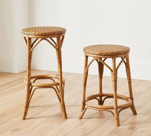 Taburete Tradicional Hecho a Mano de Ratán con Fina Trenzado de Mimbre para Colección de Muebles Rústicos para el Hogar, Hotel o Cafetería - Product Image 3