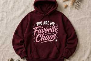 เสื้อสเวตเชิ้ตมีฮู้ดสีดำสำหรับผู้หญิง ลาย You Are My Favorite Chaos ผ้าฝ้าย 100% มีกระเป๋าหน้า ใส่ได้ในฤดูหนาว - Product Image 3