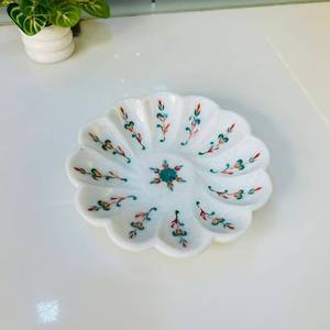 Urli de piedra hecho a mano con diseño floral incrustado para decoración del hogar, venta al por mayor al mejor precio - Product Image 1