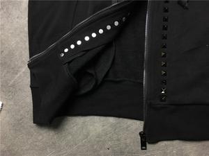 Sudadera con capucha de alta calidad para hombre, de algodón 100%, con cremallera, diseño oversize, detalles de remaches, efecto desgastado, logo estampado, ajuste de otoño, talla XL - Product Image 5