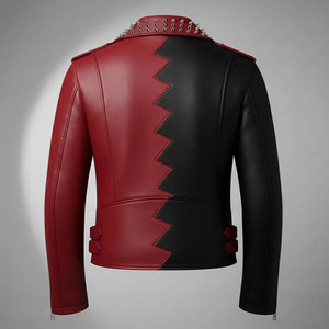 Men’s <b>Punk</b> Studded Two-Tone Leather <b>Jacket</b> Spiked Handmade Leather Gothic Street Wear <b>Jacket</b> Brand New - Product Image 2