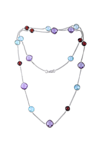 Collar de Topacio Azul, Amatista y Granate en Plata de Ley 92.5 KLSS-40176 - Product Image 5