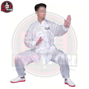 Blanc, confortable, fabriqué au Pakistan, nouvelle arrivée, tendance, qualité supérieure, respirant, polyester, Kung Fu, arts martiaux, devant - Product Image 2