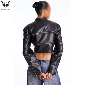 Latest Style Women's Black PU Leather <b>Quilted</b> Eco-Friendly Tops Jackets Minimalist Street Style Club Wear Fashion Outfit New - Product Image 4