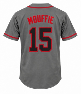 Maillot de baseball personnalisé gris chiné, sublimation, uniforme de softball pour équipe, haut respirant boutonné pour homme, vêtement de sport - Product Image 5