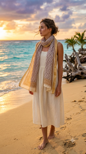 Precioso Pareo/Sarong con Estampado Zigzag Hecho a Mano, de Algodón Suave y Ligero, para la Playa, Accesorio de Moda - Product Image 2