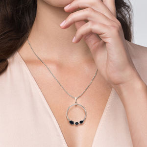 Collar de Plata de Ley 925 con Colgante de Ónix Negro Facetado Ovalado, Accesorio de Moda Popular para Mujer 2026 - Product Image 2