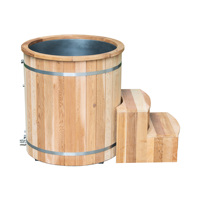 Baignoire de trempage à froid en cèdre rouge avec refroidisseur numérique, cuve de plongée froide avec revêtement en acier inoxydable 304, bandes métalliques, pour spa de station hivernale