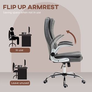 Sedia da Ufficio Ergonomica con Schienale Alto, Braccioli Imbottiti Ribaltabili, Inclinazione e Altezza Regolabili, Base in Nylon Marrone Scuro, Design Reclinabile - Product Image 5