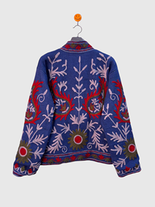 Veste à col mandarin brodée à la main avec des motifs floraux, manches longues, taille plus, en coton, pour adulte, style Prairie Chic, à porter en automne - Product Image 3